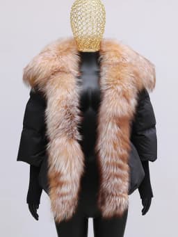 Female Large Fox Fur Collar Outerwear Thick Warm Fur Real Fur Coat Winter Jacket Women White Duck Down Jackets Hooded