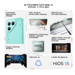 TECNO POVA 7 Pro 5G Russian Versio Smartphone RoHS (EAC) 6.78" 144Hz Display MediaTek Dimensity 7300Ultimate 64MP Camera 6000mAh