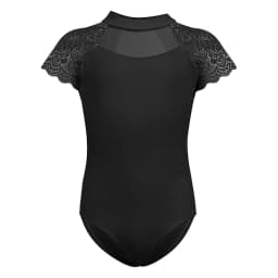 Girls Lace Ballet Leotards Stand Collar Hollow Back Gymnastics Leotard Cotton Ballet Bodysuit Kids Dance Leotards for Girls