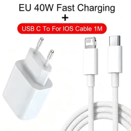 40W Fast Charger For Apple Original iPhone 18 17 16 15 7-14 Pro Max Type C To Lightning Fast Charging USB C Cable Quick Charger