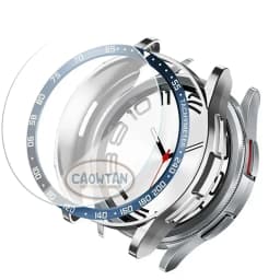 Tempered Glass+Bezel+Case For Samsung Galaxy Watch 6 Classic 43mm 47mm Cover TPU Bumper All-Around Protector Clear Screen Bezels