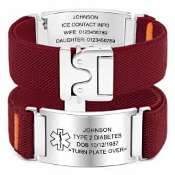 Personalized Medical Alert Bracelet for Men Customized Elastic Strap Stainless Steel Medical ID Bracelets Engraved Medic Info