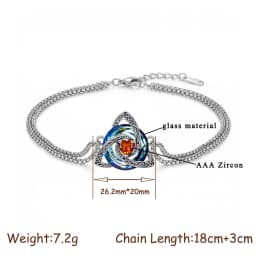 Colorful Crystal Celtic knot Bracelet Heart Zircon Trinity Knot Triquetra Double Chain Bracelets Irish Jewelry for Women
