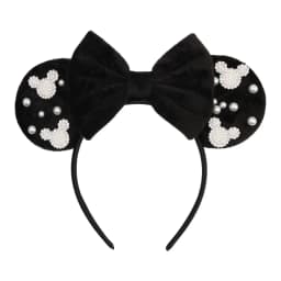 Cute Pink Plush Mouse Ears Headband With Rhinestone Bow Pearl Accents For Party Cosplay DIY Birthday Gift, Kids & Adults
