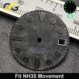 28.5mm Carbon Fiber Texture Watch Dial BGW9 C3 Hands Luminous Date Window Dial For NH34 NH35 2824 Movement Watch Accessories