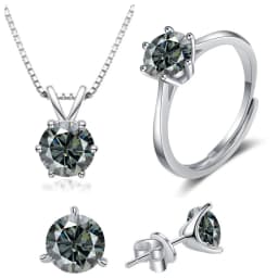 4CT 925 Sterling Silver Jewelry Set VVS1 Full Moissanite Pendant Necklace Ring Earrings for Women Fashion Dating Accessories