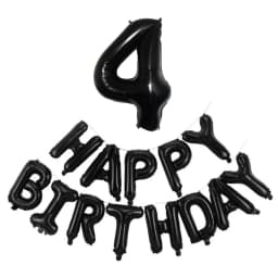 Black 32-Inch Number 1-30 Balloons and 16-Inch 'Happy Birthday' Letter Foil Balloons Set Birthday Party Decoration Supplies
