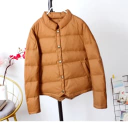 Schinteon Women White Duck Down Jacket Baseball Coat Casual Autumn Winter Short Outwear for Female Fashion