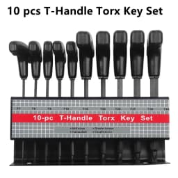 WOZOBUY 10pc Metric Or Inch T-Handle Hex Key Allen Wrench Tool Set Or Star T-Handle Hex Key Set with Convenient Storage Stand
