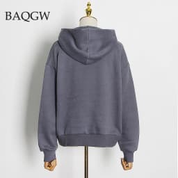 Autum Casual Solid Sweatshirt for Women Hooded Collar Long Sleeve Zipper Design Hollow Out Sweatshirts Female Fashion Outerwear