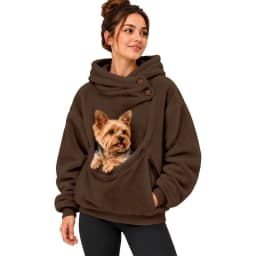 Women Casual Plush Solid Color Pet Pocket Half Zipper Hoodless Sweatshirt Funny Pullover Polyester Sweatshirt Women