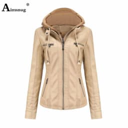 Yellow Red Faux Pu Leather Jackets 2025 Spring Autumn Fashion Zip up Top Outerwear Lady Basic Coats Plus Size Female Jackets New