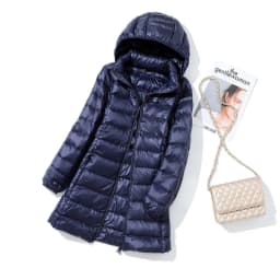 Schinteon M-7XL Women Down Jacket Ultralight White Duck Down Long Coat with Removable Hood Thin Slim Spring Autumn Outwear New