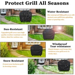 Multiple Size Grill Cover, Heavy Duty Waterproof Barbecue Gas Grill Cover, Black, Heat Resistant, Stain Resistant, Waterproof