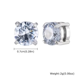 Punk Round Zircon Magnetic Ear Studs Clips Non Piercing Stainless Steel Small Earrings for Women Men Fashion Jewelry 
