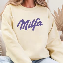 Milfa Purple Art Letter Design Woman Pullover Trendy Fleece Sweatshirt Autumn Casual Clothes Crewneck Sportswear Fashion Tops