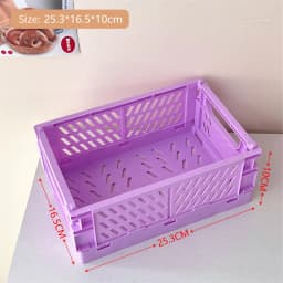 Collapsible Crate Plastic Folding Storage Box Basket Utility Cosmetic Container Desktop Holder Home Use School Desk Storage Box