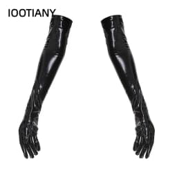 Sexy Wetlook Punk Rock Hip Hop Jazz Disco Dance Gloves Leather Skinny Long Glove Shiny Metallic Mittens Cosplay Accessory
