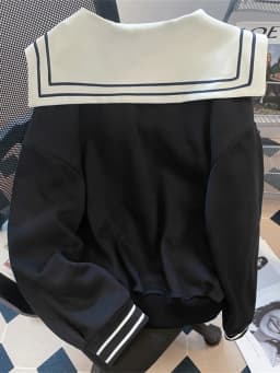 Korean Style Short Navy Collar Sweatshirt Jacket Women's Autumn Winter Fashion Unique Zipper Open Cardigan Top Hmke Brand