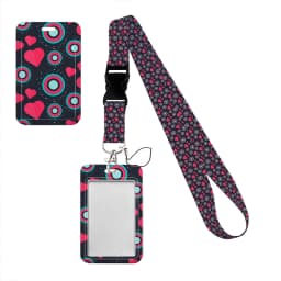 Simple Marble Heart Rainbow Card Holder with Buckle Lovely Hanging Rope ID Pass Hang Accessories Holder Lanyard Passr Case