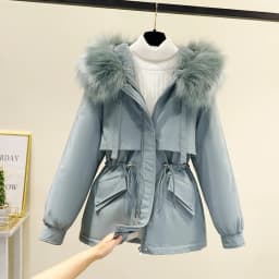 Women's down Cotton Jacket Short Thickened Winter New Style Fleece Lined Parka Korean Version Loose Cotton Coat