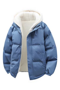Puffer Jacket Men's Plush Thickened Parkas New Men's Hooded Fake Two Piece Winter Lamb Wool Jacket Male Fleece Liner Warm Coat