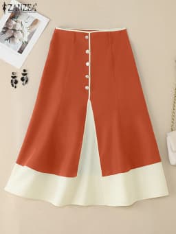 Elegant Office Skirts ZANZEA Women High Waist Patchwork Jupe 2025 Autumn Midi Skirt Robe Elegant A-line OL Work Faldas Saia