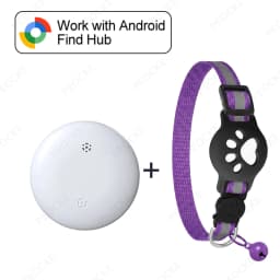 Anti-Lost Cat Collar for Smart Tag GPS Tracker Protective Case With Bell Cats Necklace, Bluetooth Tracker Tag for Android
