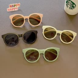 2025 New Kids Cute Checker Panel Color Round UV400 Sunglasses Baby Girls Outdoor Sun Protection Sunglasses Children Sun Glasses