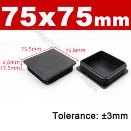 Black Square Pipe Tube Cap Plastic Tubing End Cover Glide Insert Blanking End Plugs Bung 10/13/15/16/18/19/20//22/23/25/28-200mm