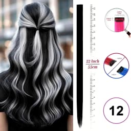 VEYDA Colored Party Highlights Clip in Hair Extensions for Girls 22 Inches Omber Colors Straight Hair Synthetic Hairpieces