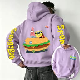 Burger SpongeBob SquarePants and Patrick Star Cartoon Anime 2026 Spring and Autumn Men's and Women's Fashion Sports Hoodies