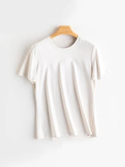 SuyaDream Women Solid T Shirts, Silk Cotton Blend, O Neck, Short Sleeved Solid Tee, 2025 Summer Candy Colors Basic Cozy Top Gree