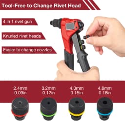 2.4mm/3.2mm/4.0mm/4.8mm Manual Rivet Gun, Home DIY Fast Pull Rivet Tool, Including 80 Rivets, Core-Pulling Rivet Gun Tool Set