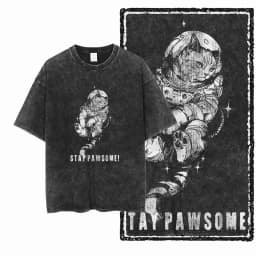 Cool Cotton Cat Printed Retro Washed Distressed Men t-shirt Black Big Size T Shirt For Men Unique Graphic Tshirt Tee G52