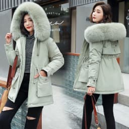 Winter Jacket Coat New Women Parka Clothes Long Coat Wool Liner Hooded Jacket Fur Collar Thick Warm Snow Wear Padded Parka