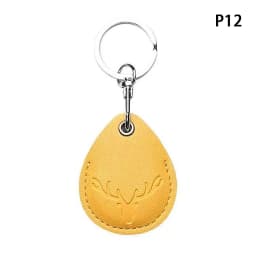 1Pc Access Card Case Leather Card Holder Keychain Key Ring Door Lock Access Tags ID Card Case Keychain Access Card Bag