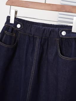 Spring 2025 plus Size Elastic Waist Denim Midi A-Line Skirt Slimming Loose Fit Half-length Skirts Women's Fashion Commute