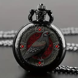Vintage Black Raven Pattern Quartz Pocket Watch with Chain Necklace Retro Steampunk Pendant Watch Collectible Gift for Men