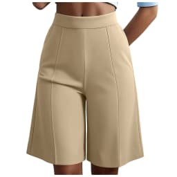 Summer New Work Straight Shorts Women's Workwear High Waist Solid Casual Knee Length Pants Office Lady Classic Loose Shorts