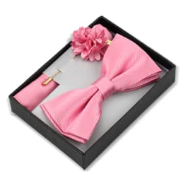 Bowtie Man Flower Brooch Set With Box Pocket Square Butterfly Lapel Pin Bow Tie Set For Men Wedding Suit Accessories Gift Cravat