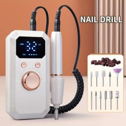 Rechargeable Electric Nail Drill Machine, Professional Nail Polisher with 11 Nail Drill Bits & 20 Sanding Bands, High Speed Manicure Tool for Salon & Home Use, Perfect Gift for Women