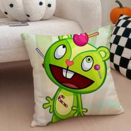 H-Happy Tree F-Friends N-Nutty Pillow Case Anti-dustmite Pillowcase Invisible Zipper Silky Short Plush Sofa Cushion Cover