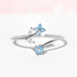 18K Gold Plated Simple Blue CZ Cute Flower Zircon Rings For Women Girls Teens Open Ring Fashion Aesthetic Jewelry