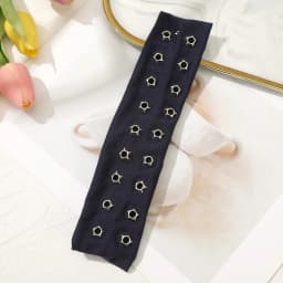New Metal Rock Hollow Eyelet Elastic Headband Star Air Eye Studded Headbands Fabric Wide Hollow Eyelets Hair Bands Punk