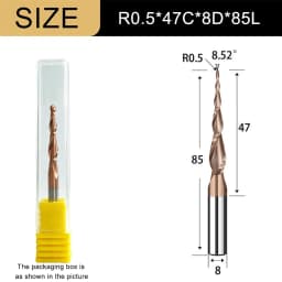 Carbide Spiral Tapered Ball Nose End Mill 6mm Shank 2 Flutes Router Bit Woodworking CNC 2D 3D Carving Bits Wood Milling Cutter