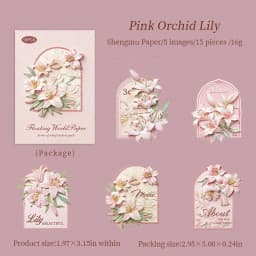 Journal GO 15pcs Embossed Texture Sticker Pack for Journaling Scrapbook Decoration 3D Flower Stickers for Collage Gift Card diy