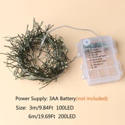 100/200LEDs LED Light String Green Wire Fairy Light String Used For Indoor Cluster Christmas Tree New Year's Party Camping Decor