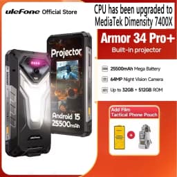 Ulefone Armor 34 Pro+5G AI Rugged Phone 32GB+512GB 25500mAh 6.95" Built-in Projector 120Hz Android 15 MTK 7300 NFC Smartphone