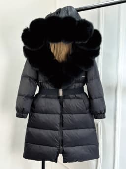 2025 New Natural Thick Warm 90% White Duck Down Coat Long Winter Jacket Women Real Big Fox Fur Collar Belt Loose Puffer Parka